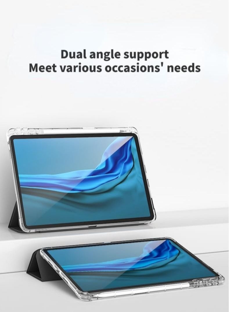 جراب متوافق مع Lenovo Tab M10 Plus الجيل الثالث 10.6 بوصة 2022/Xiaoxin Pad 10.6 بوصة 2022/K10 Pro، جراب ذكي رفيع ثلاثي الطي مع حامل قلم رصاص، غطاء خلفي شفاف - Image 3